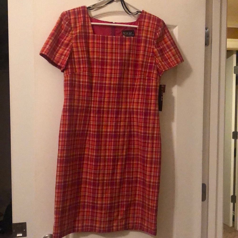 Vintage “mad about plaid” square neck dress
